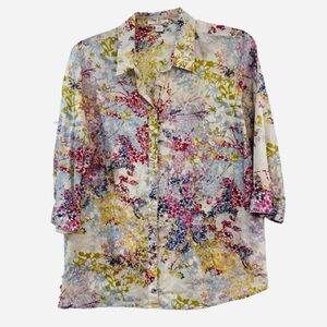 Coldwater Creek Multicolor Floral Button-Up Shirt 2X